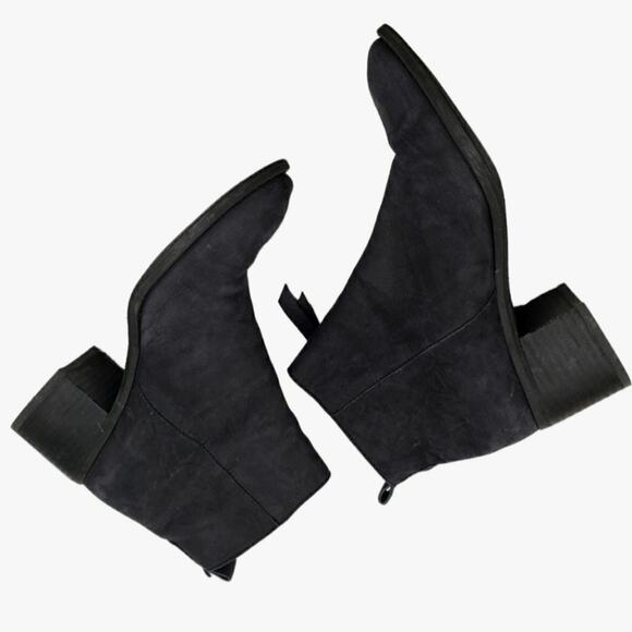 BP Ankle Boots Black Block Heel Braided Zipper - Picture 3 of 10